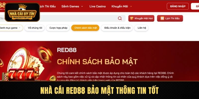 Nhà cái RED88 bảo mật thông tin tốt